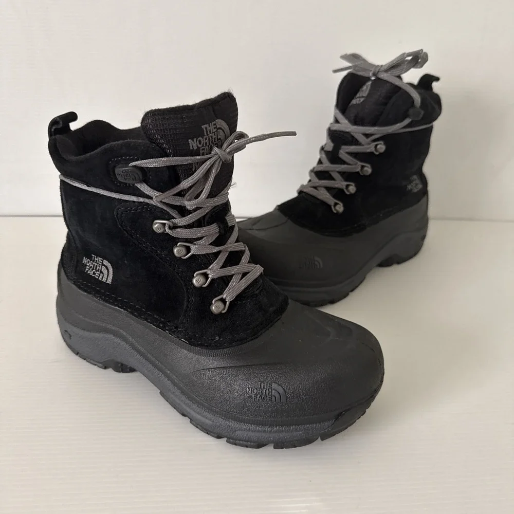 The North Face Heatseeker Waterproof Plus Black Lined Winter Boots Boys Size 5